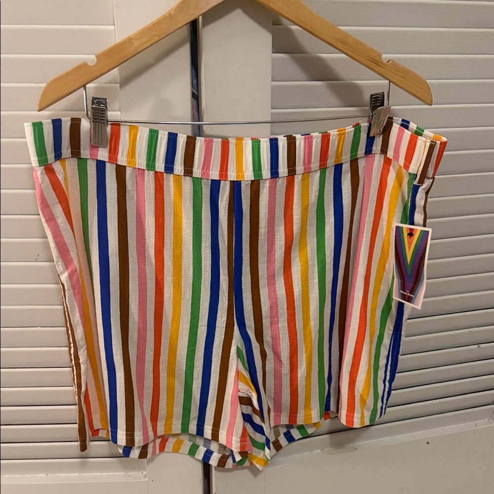 NWT Rainbow Stripe Elastic Waist Shorts - Picture 4 of 4